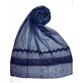 Designer Cotton Women's Stole - Blue